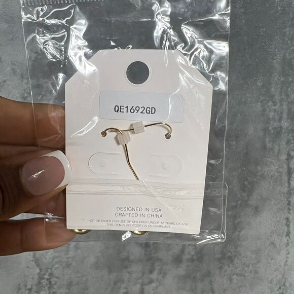 Safety Pin Dangle Earrings Gold Tone, 2" - Picture 6 of 7